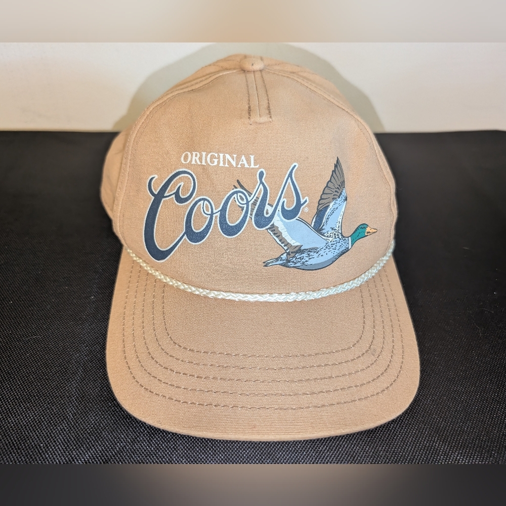American Needle Coors Canvas Tan Baseball Cap with Rope Accent and Duck Design